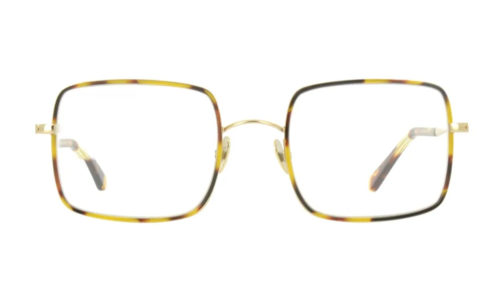 Lunettes Carrée en métal guilloché, Écaille miel · or, La Belle Lunette Française